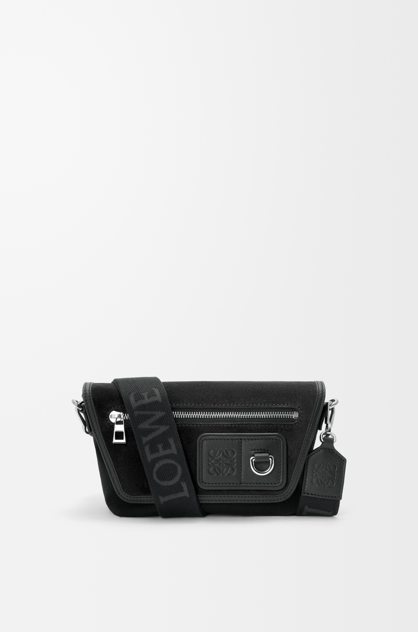 Mini Flex messenger in canvas and suede