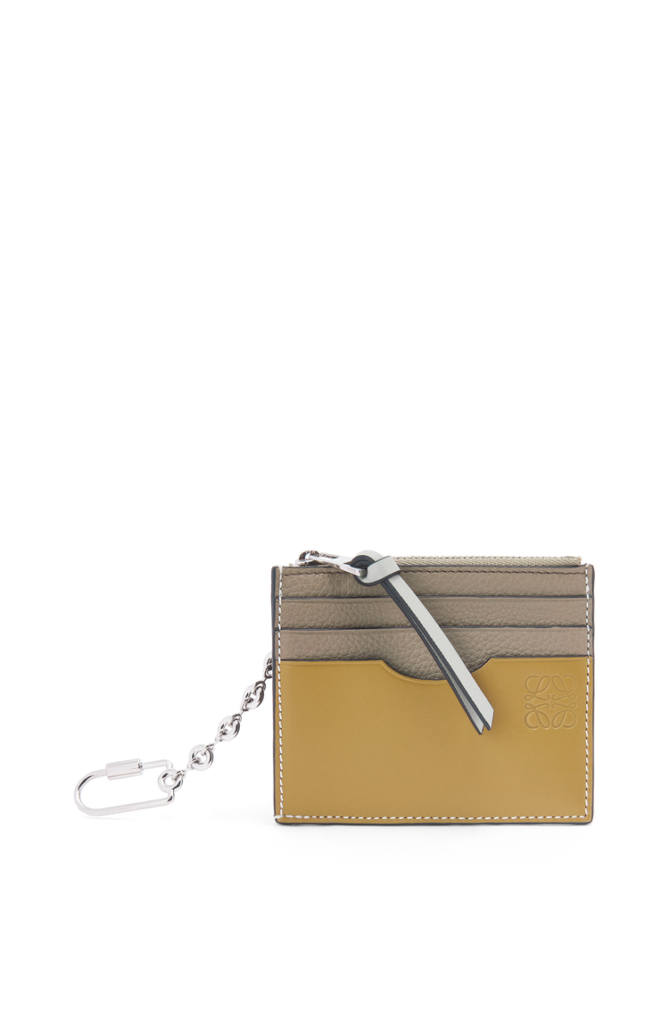 LOEWE Square cardholder in soft grained calfskin with chain 月桂綠/赭色