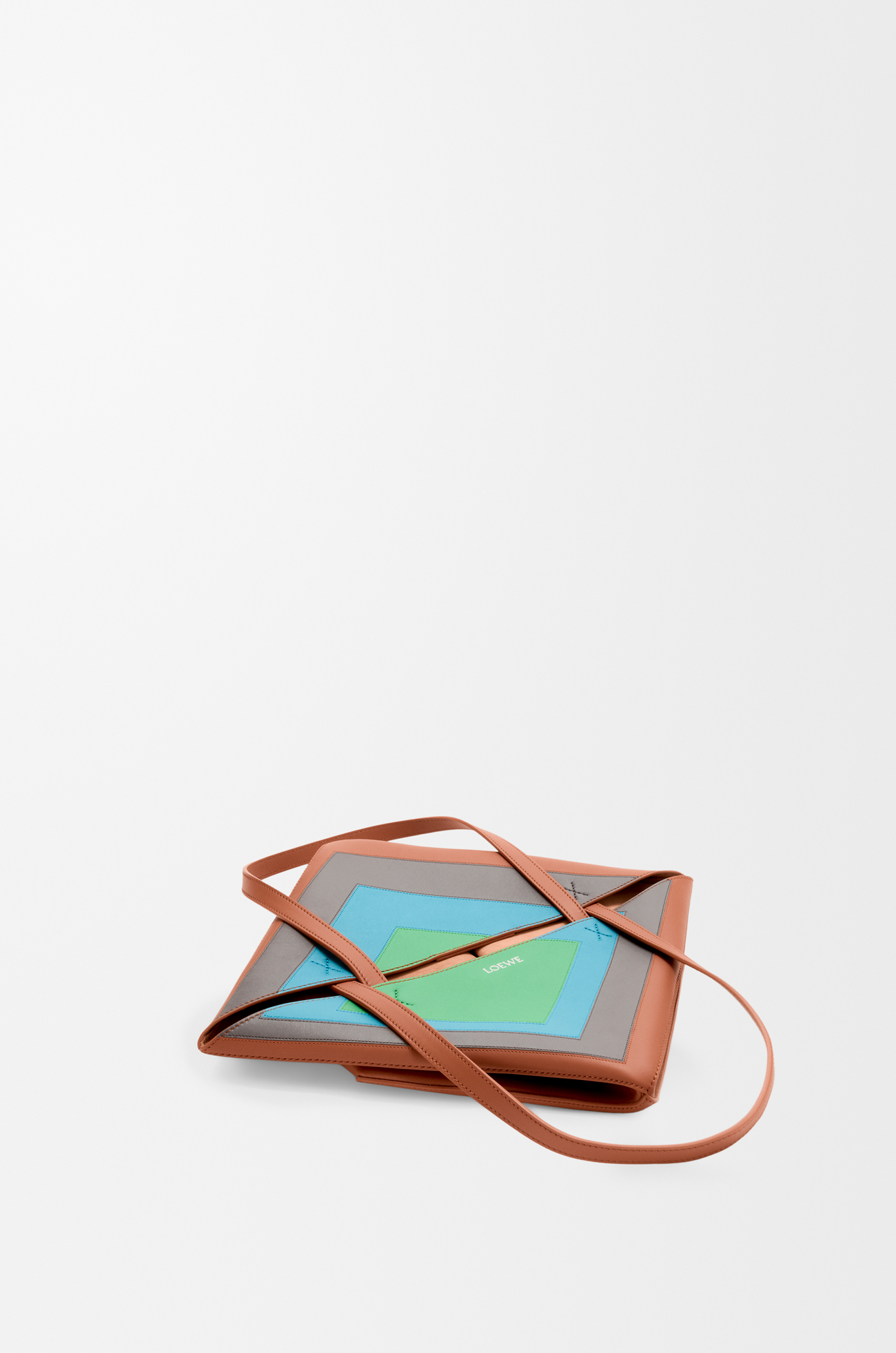 LOEWE Medium Puzzle Fold tote in nappa calfskin Caramel/Bright Green
