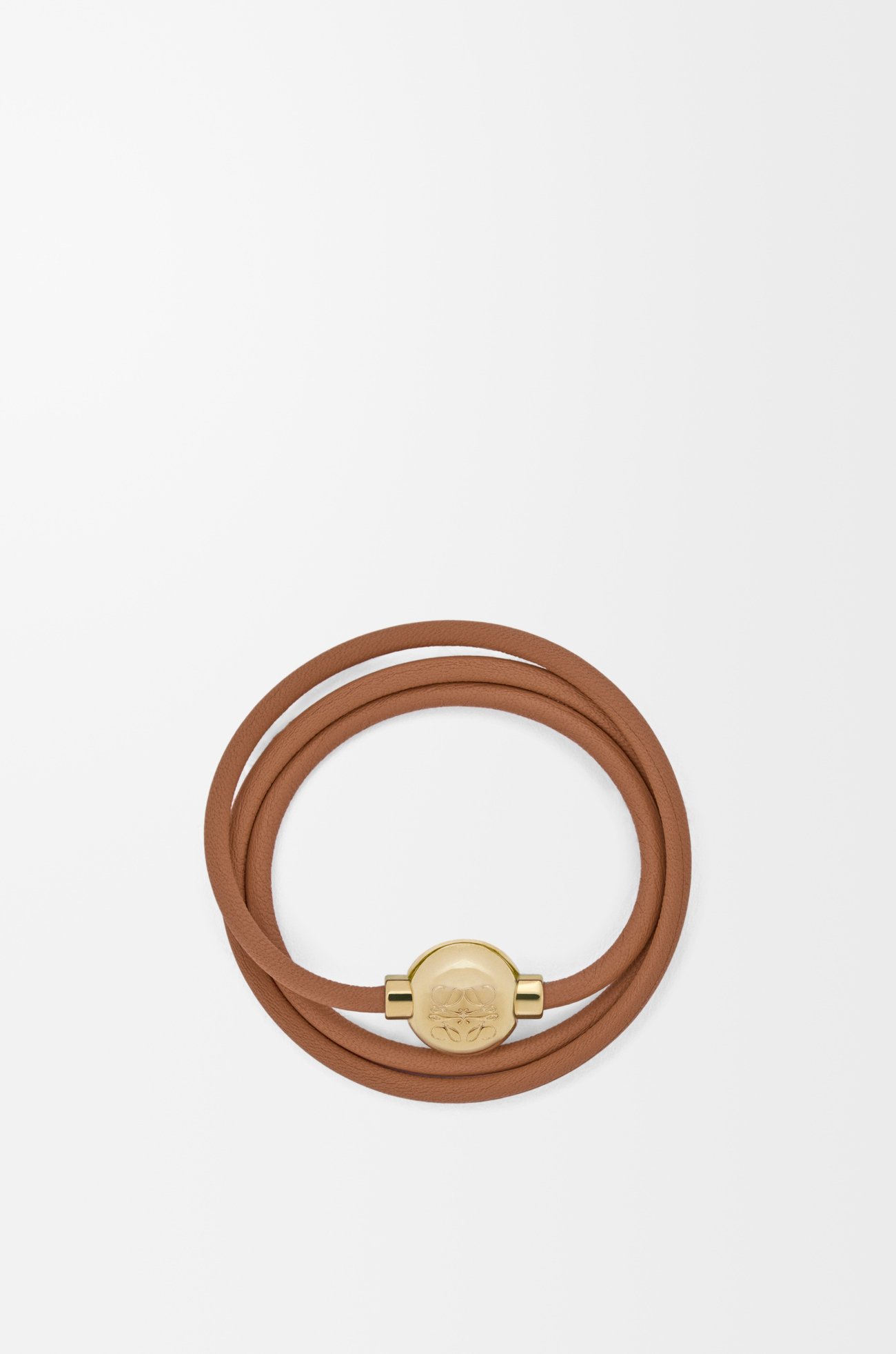 LOEWE Pulsera Pebble en piel de ternera Desierto Cálido/Dorado