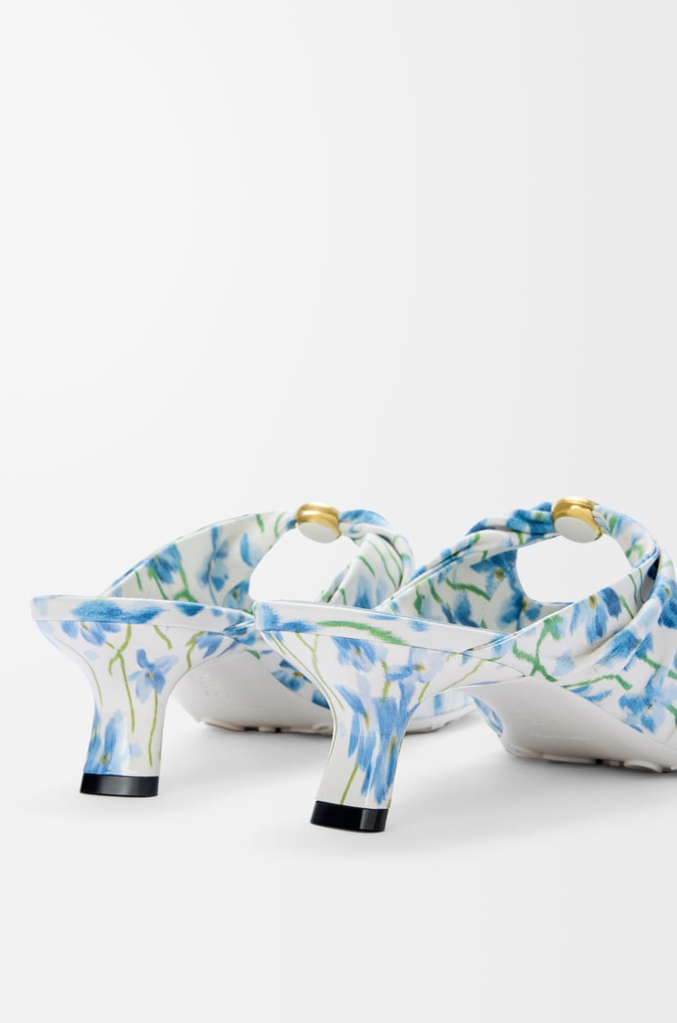 LOEWE Pebble Soft mule in printed nappa lambskin Soft White/Blue