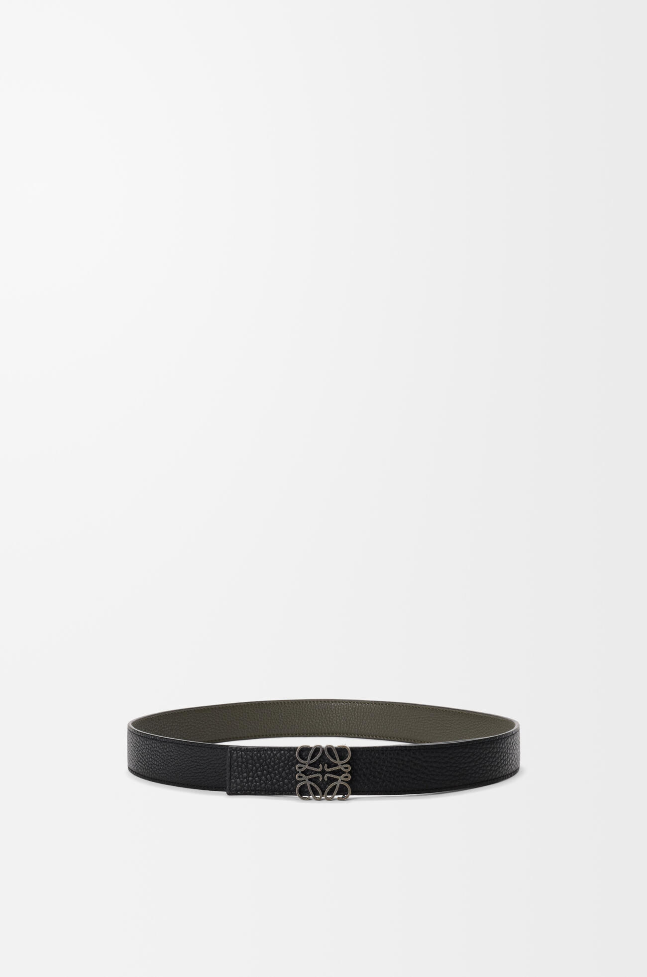 LOEWE Reversible Anagram belt in supple grained calfskin Dark Khaki/Black/Dark Pal