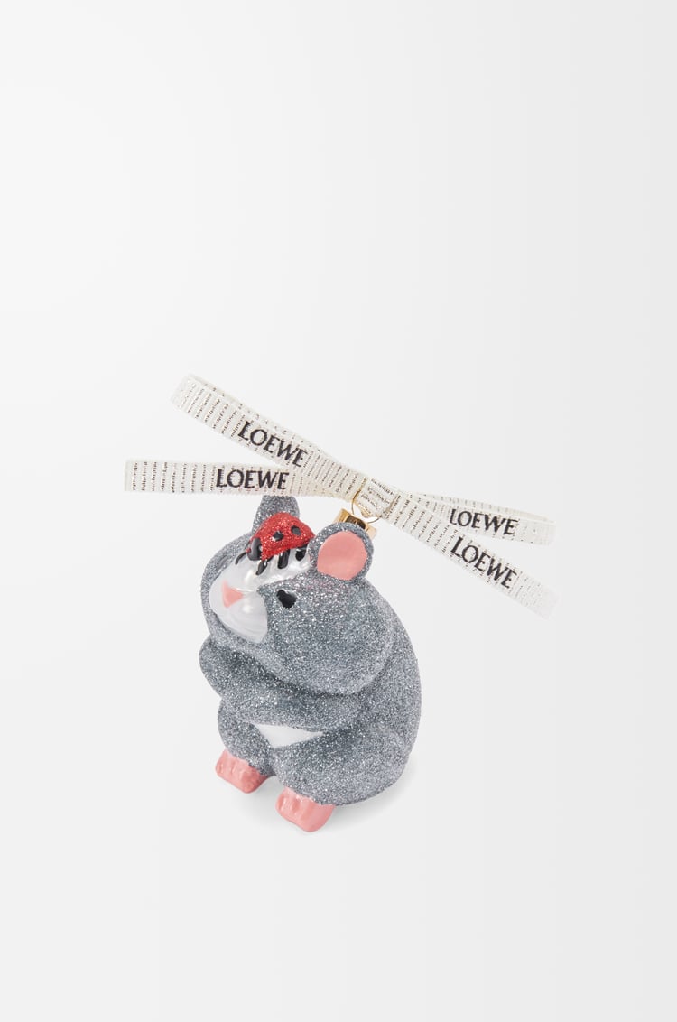 LOEWE Hamster bauble in blown glass Grey Blue