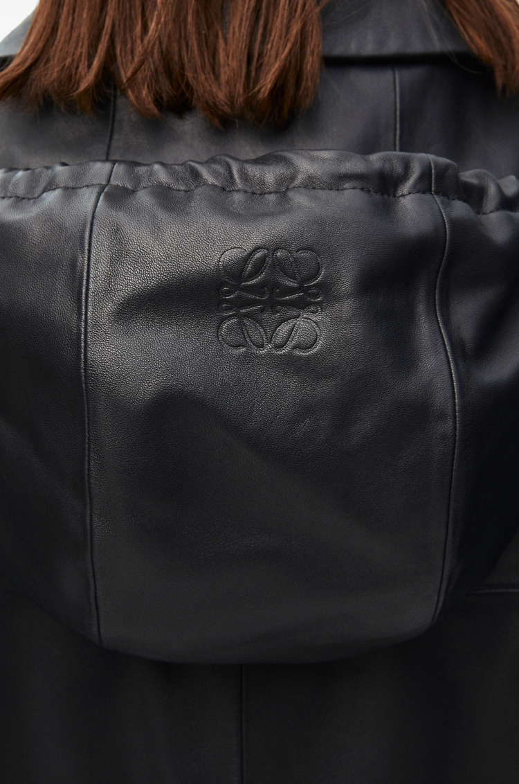 LOEWE Chaqueta con capucha en piel napa de cordero Negro