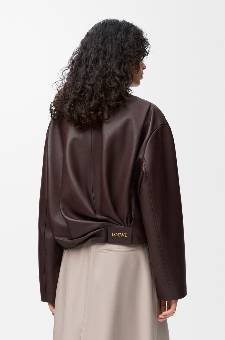 LOEWE Chaqueta drapeada en piel napa de cordero Burdeos