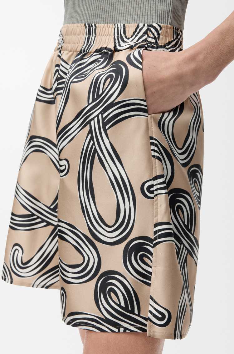 LOEWE 丝绸短裤 米黄色/黑色