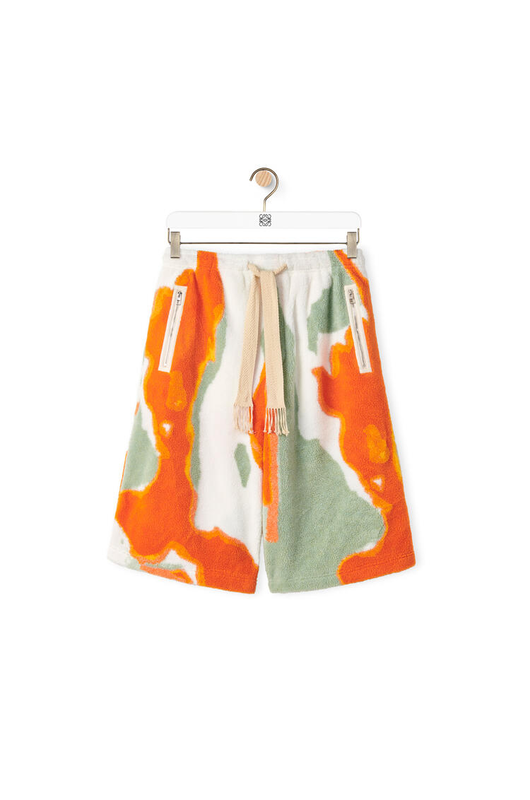 LOEWE Silicone melange fleece shorts in polyester Green/Orange