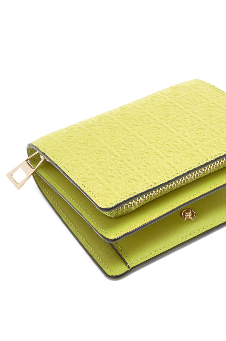 LOEWE Repeat compact zip wallet in embossed calfskin Lime Yellow pdp_rd