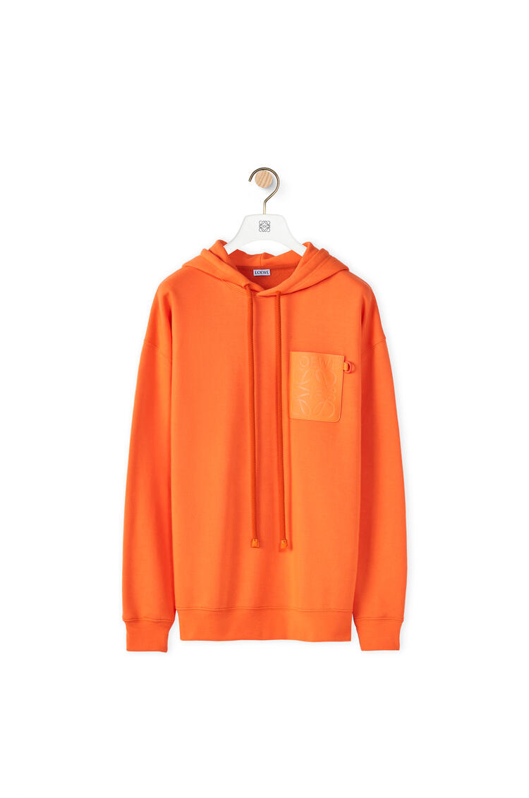 LOEWE Anagram leather patch hoodie in cotton Fluo Orange pdp_rd