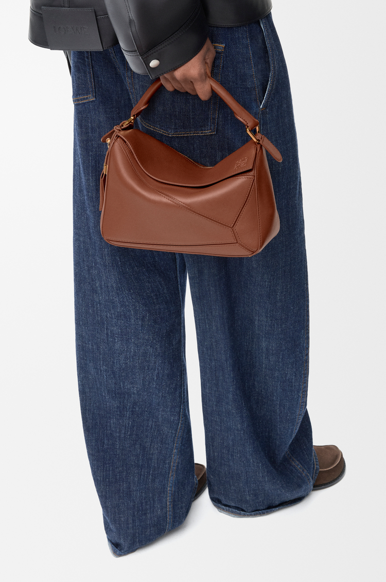 LOEWE Small Featherlight Puzzle bag in nappa lambskin Pecan