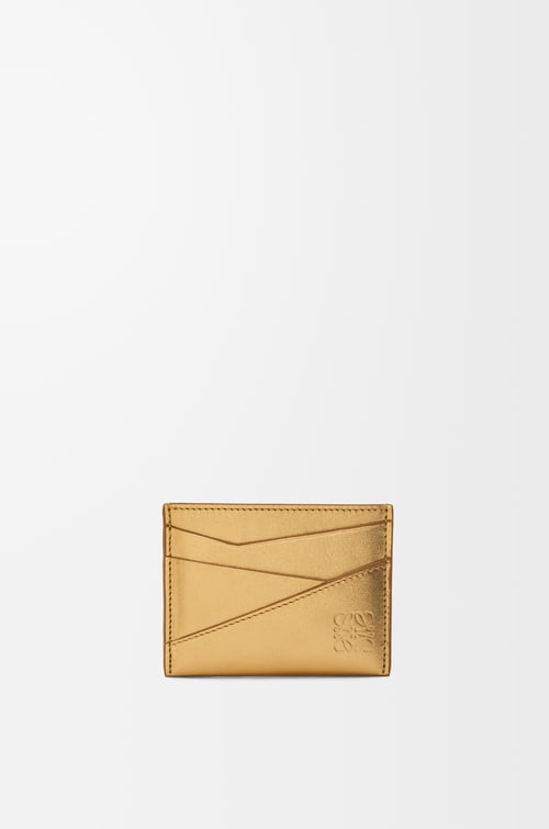 LOEWE Puzzle plain cardholder in metallic calfskin Gold/Oak plp_rd