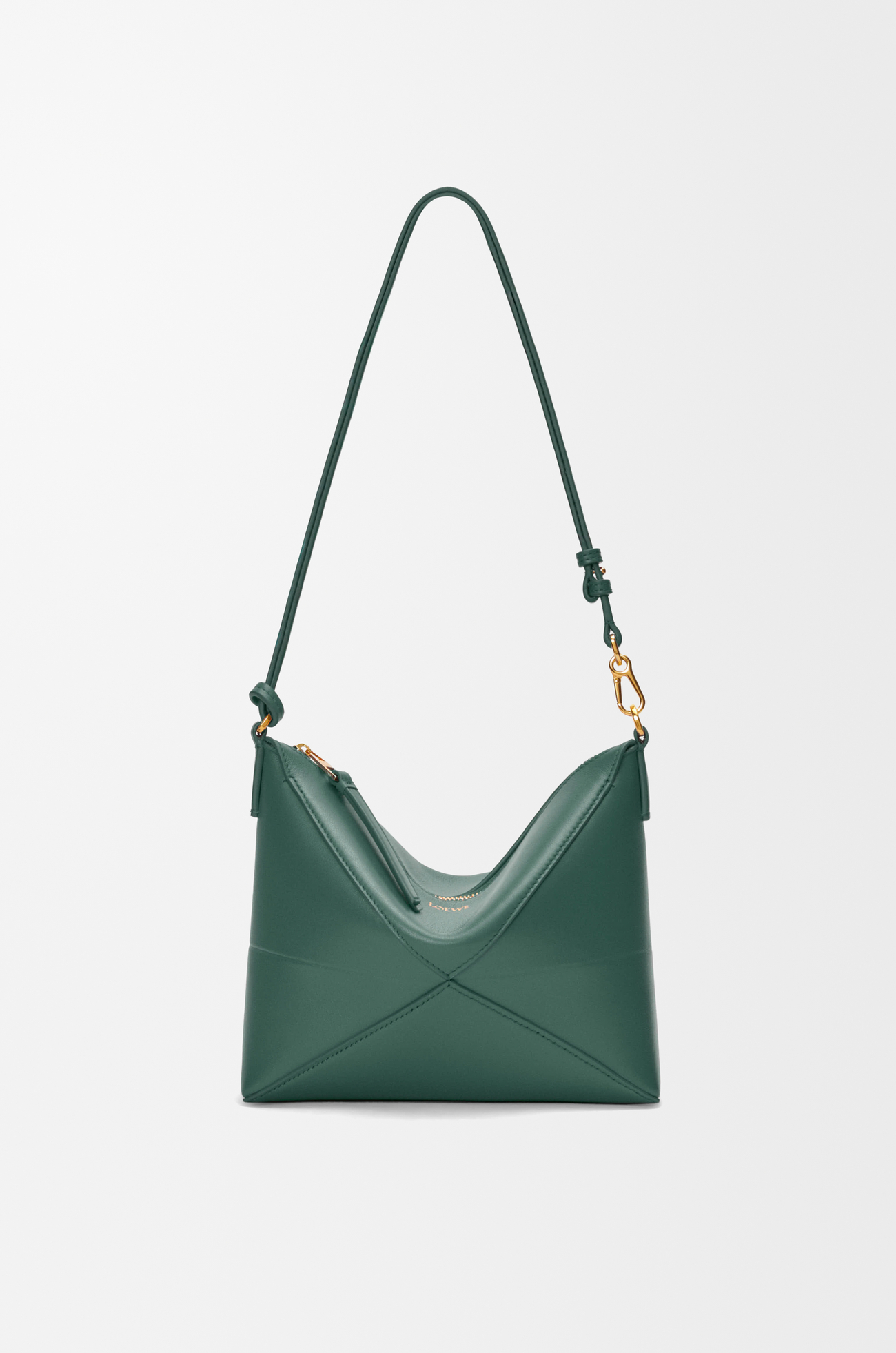 LOEWE Puzzle Fold pouch in shiny nappa calfskin Vetiver