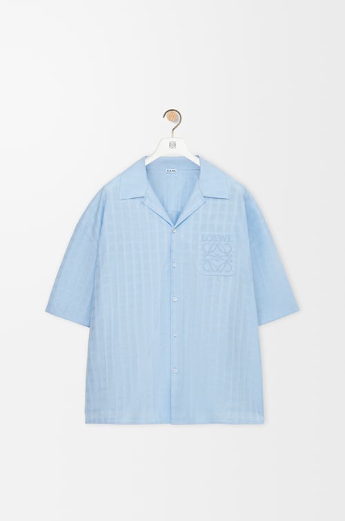 LOEWE Camisa de manga corta en algodón Azul Claro