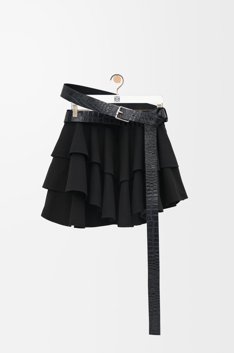 LOEWE Minifalda con cinturón de algodón Negro