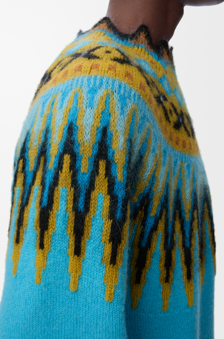 LOEWE Sweater in wool and mohair blend Blue/Multicolor