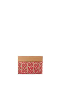 LOEWE Plain cardholder in jacquard and calfskin Red/Warm Desert