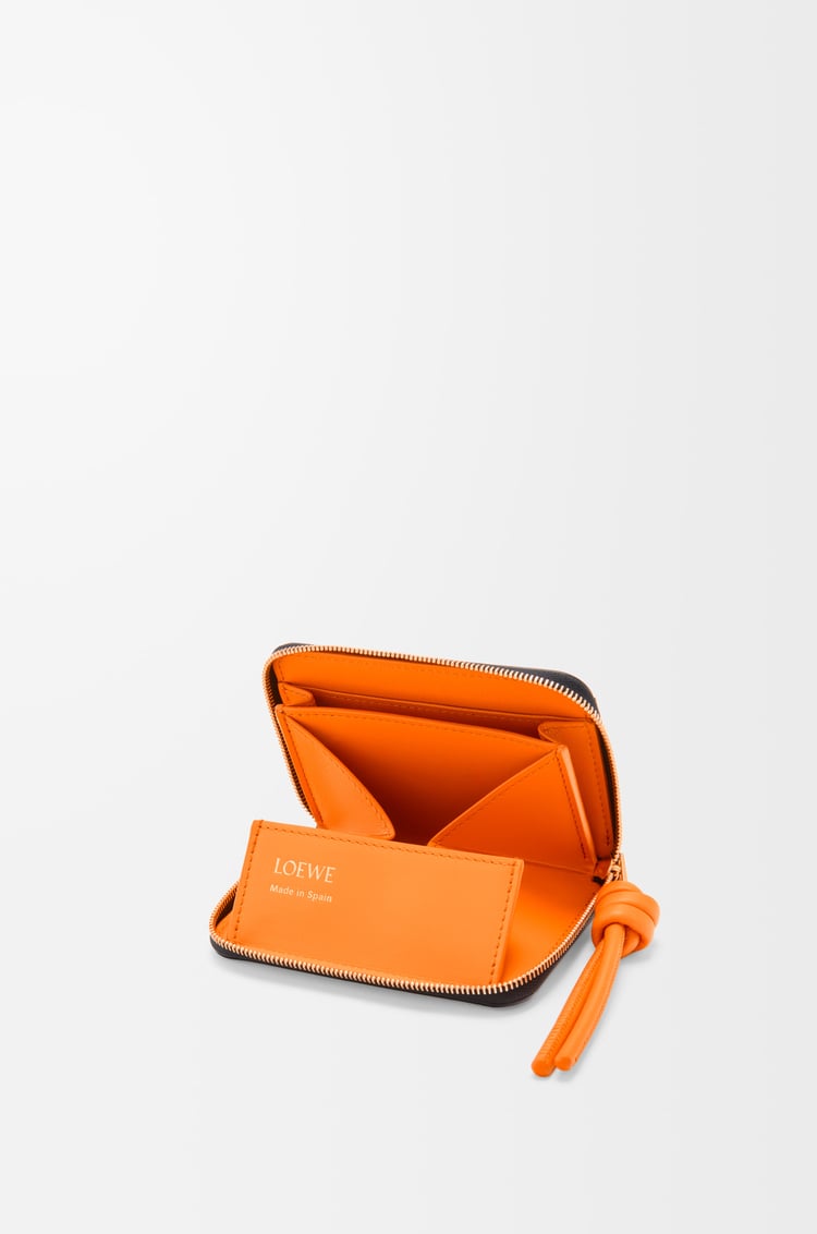 LOEWE Zipped coin purse in shiny nappa calfskin Black/Bright Orange