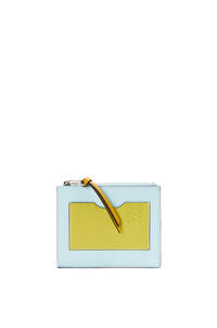 LOEWE Large coin cardholder in soft grained calfskin Crystal Blue/Lime Yellow