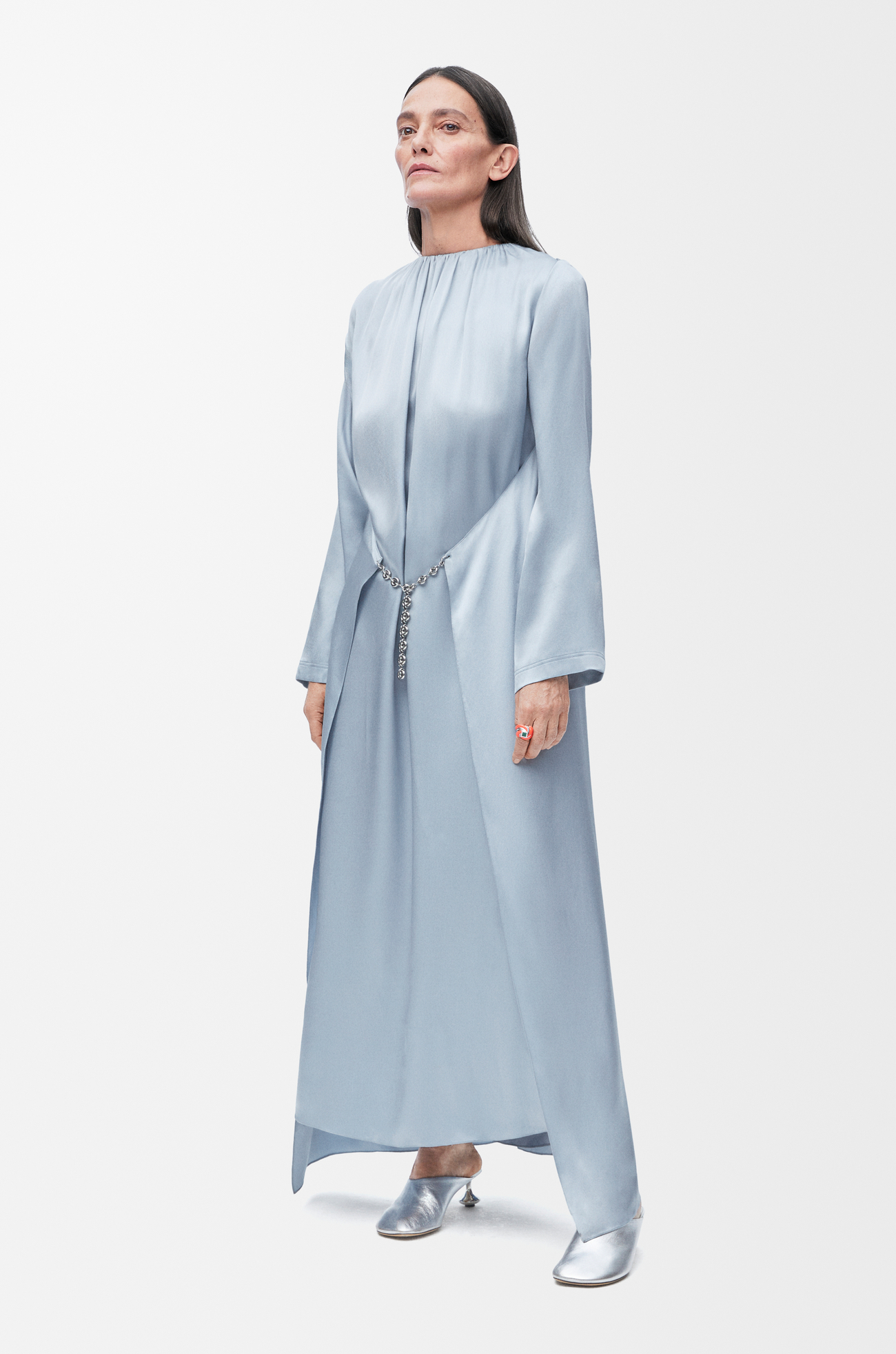 LOEWE Chain dress in silk Light Blue plp_rd