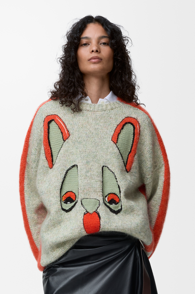 LOEWE Pullover aus Wolle White/Orange/Blue