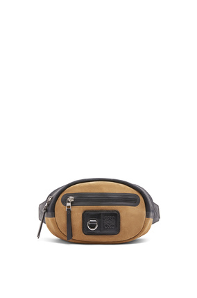 LOEWE Round bumbag in recycled canvas and suede Black/Dark Gold plp_rd
