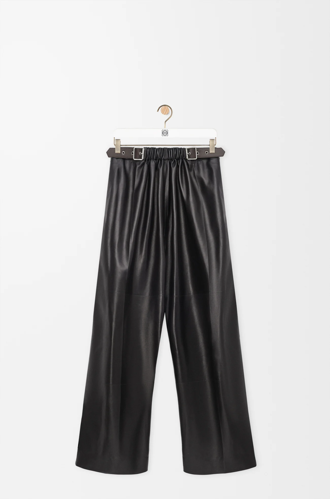 LOEWE Hose mit Gürtel aus Nappa-Lammleder Schwarz
