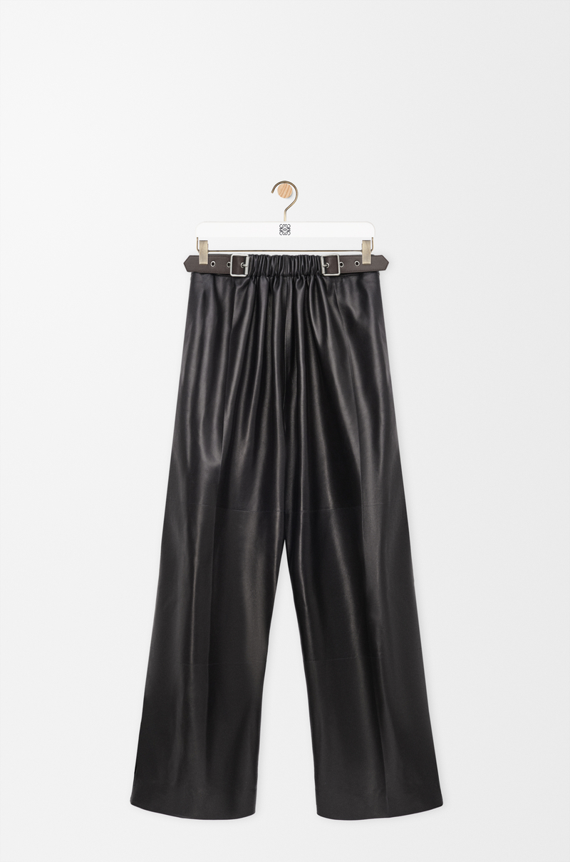 LOEWE Hose mit Gürtel aus Nappa-Lammleder Schwarz