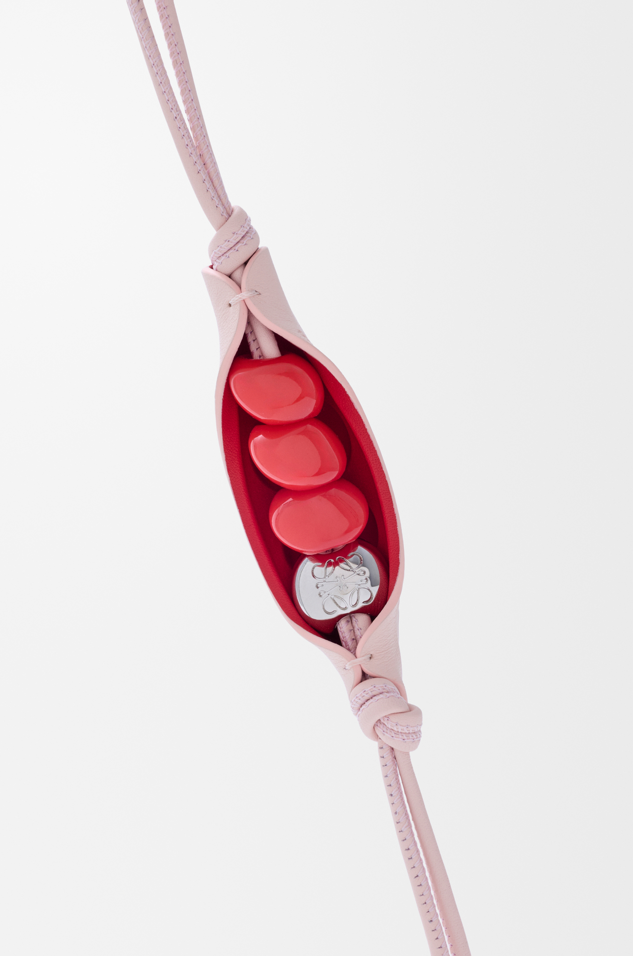 LOEWE Bean charm in brass and calfskin Pink/Red