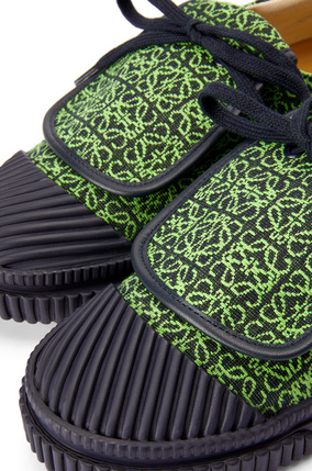 LOEWE Flap sneaker in Anagram jacquard and calfskin Apple Green/Deep Navy plp_rd
