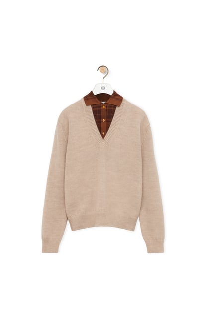 LOEWE Trompe l'oeil sweater in wool and silk Beige/Brown plp_rd