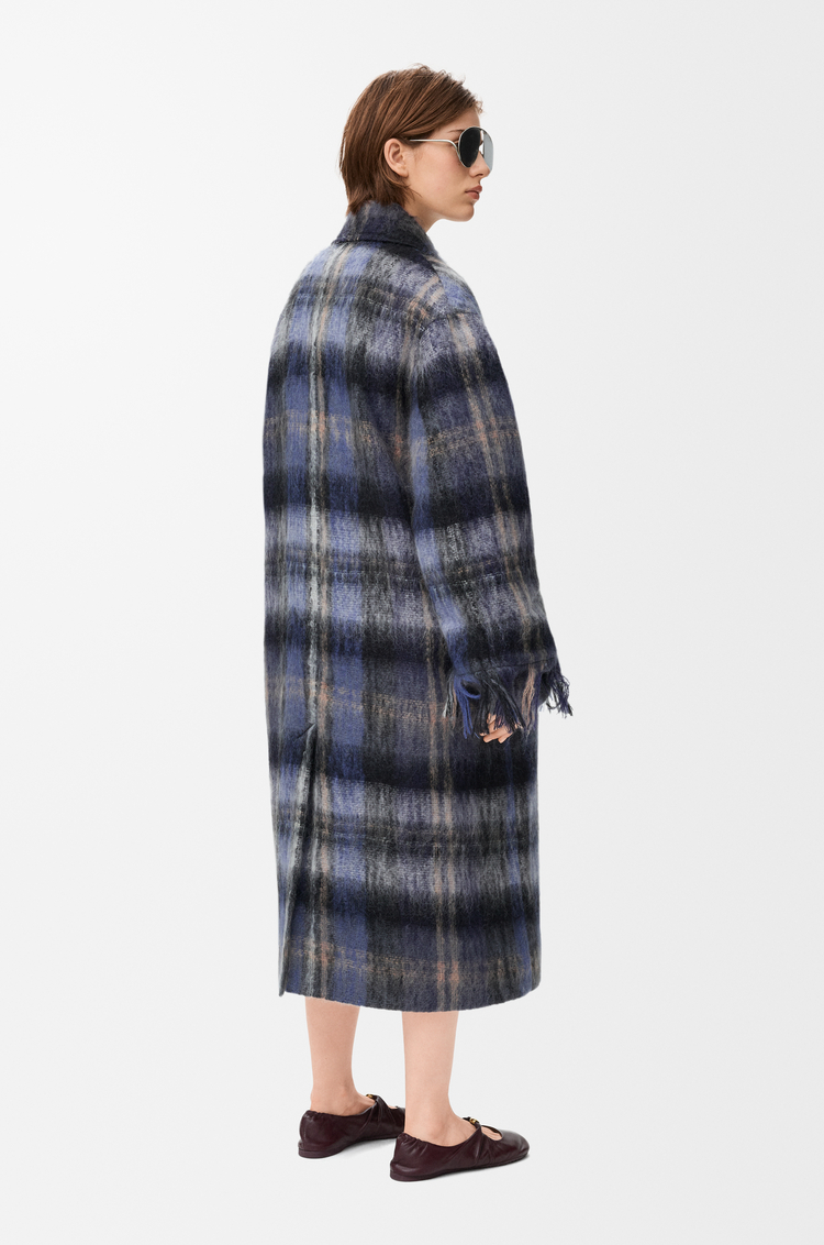 LOEWE Coat in mohair and wool blend Blue/Multicolor
