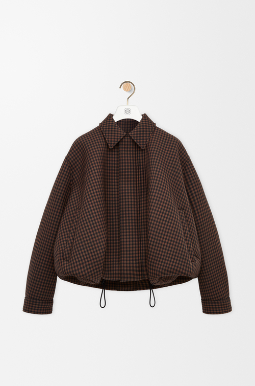 LOEWE Chaqueta con cordón de ajuste en lana Marrón/Negro