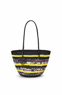 LOEWE Basket Tote in elephant grass and calfskin Black/Yellow pdp_rd