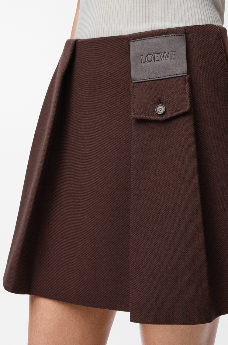 LOEWE Mini skirt in wool Dark Brown
