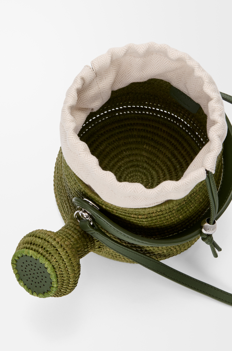 LOEWE 拉菲草和牛皮革 Watering Can 手袋 绿色