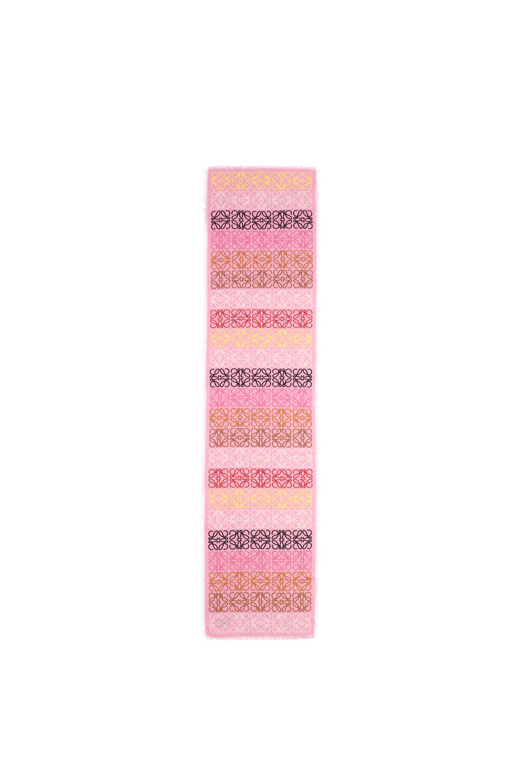 LOEWE Anagram lines scarf in wool, silk and cashmere Pink Tulip/Multicolor
