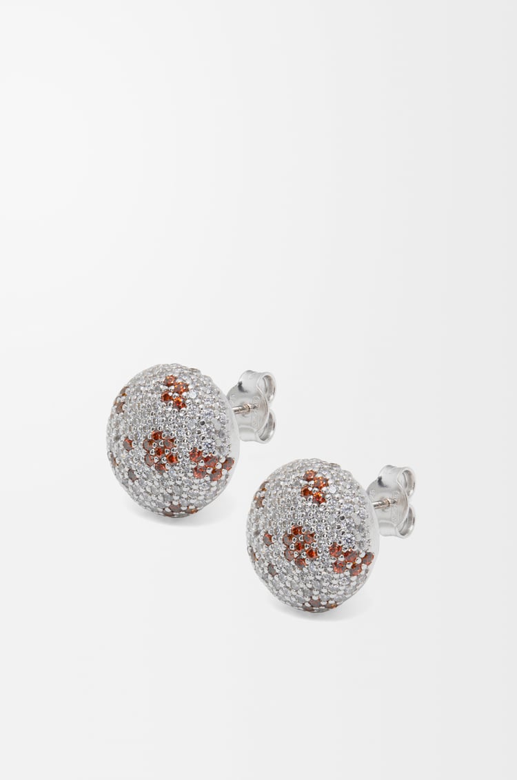 LOEWE Anagram Pebble earrings in sterling silver and crystals Silver/White/Brown