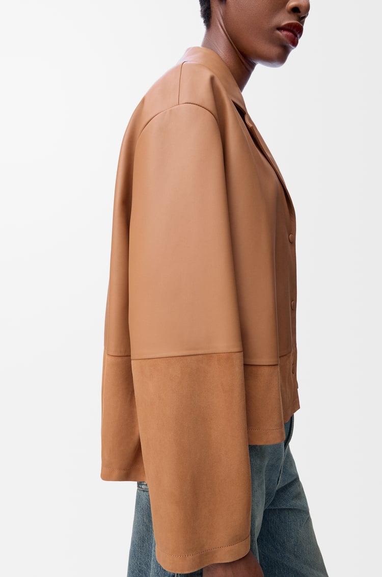 LOEWE Pyjama blouse in nappa lambskin and suede goatskin Toffee