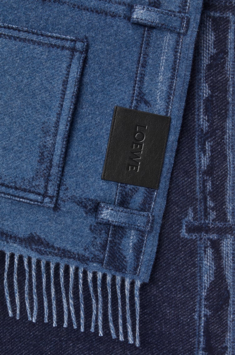 LOEWE Écharpe en laine et cachemire Bleu Jean