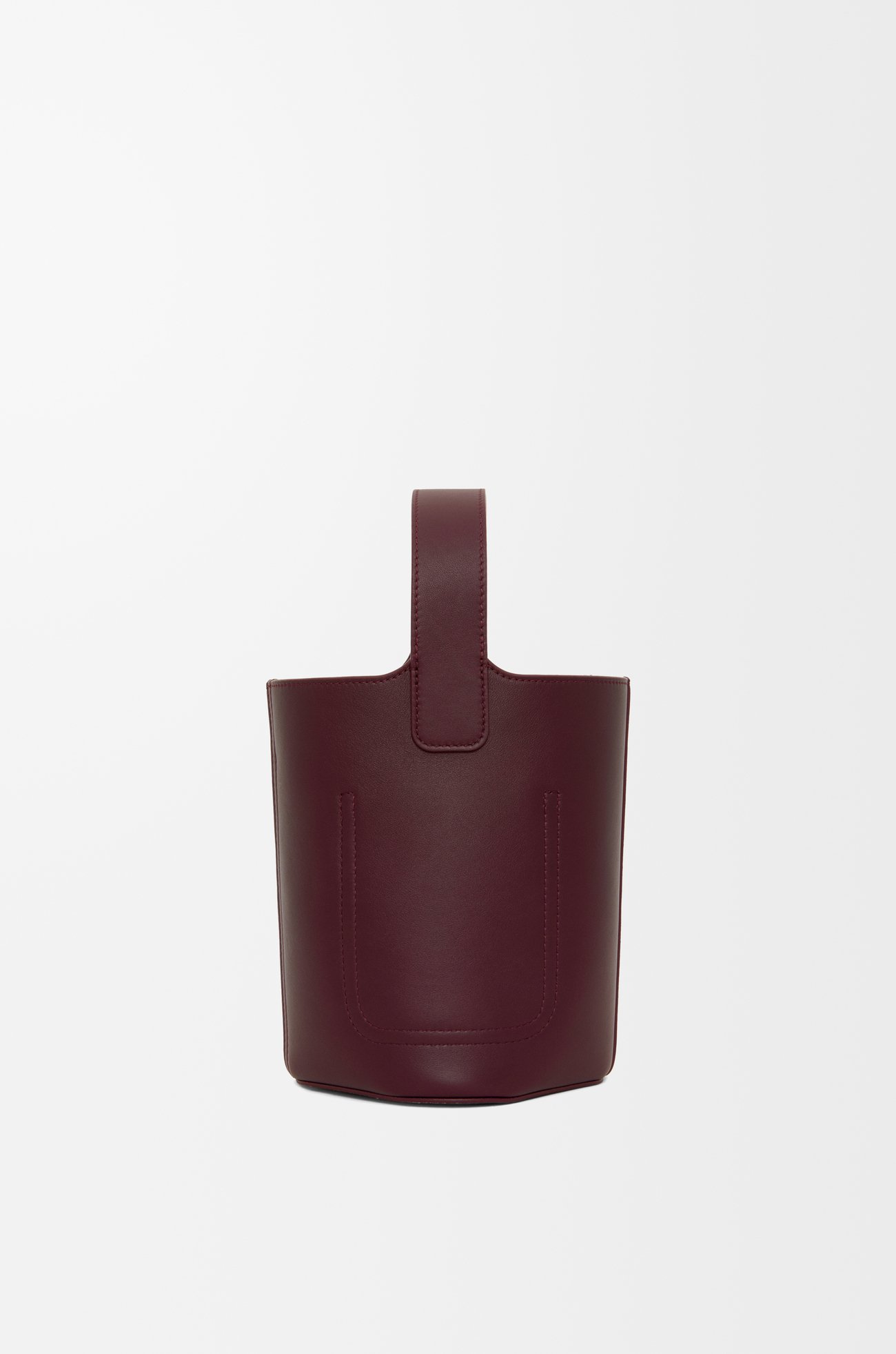 LOEWE 迷你平滑小牛皮 Pebble 水桶包 深勃根地紅