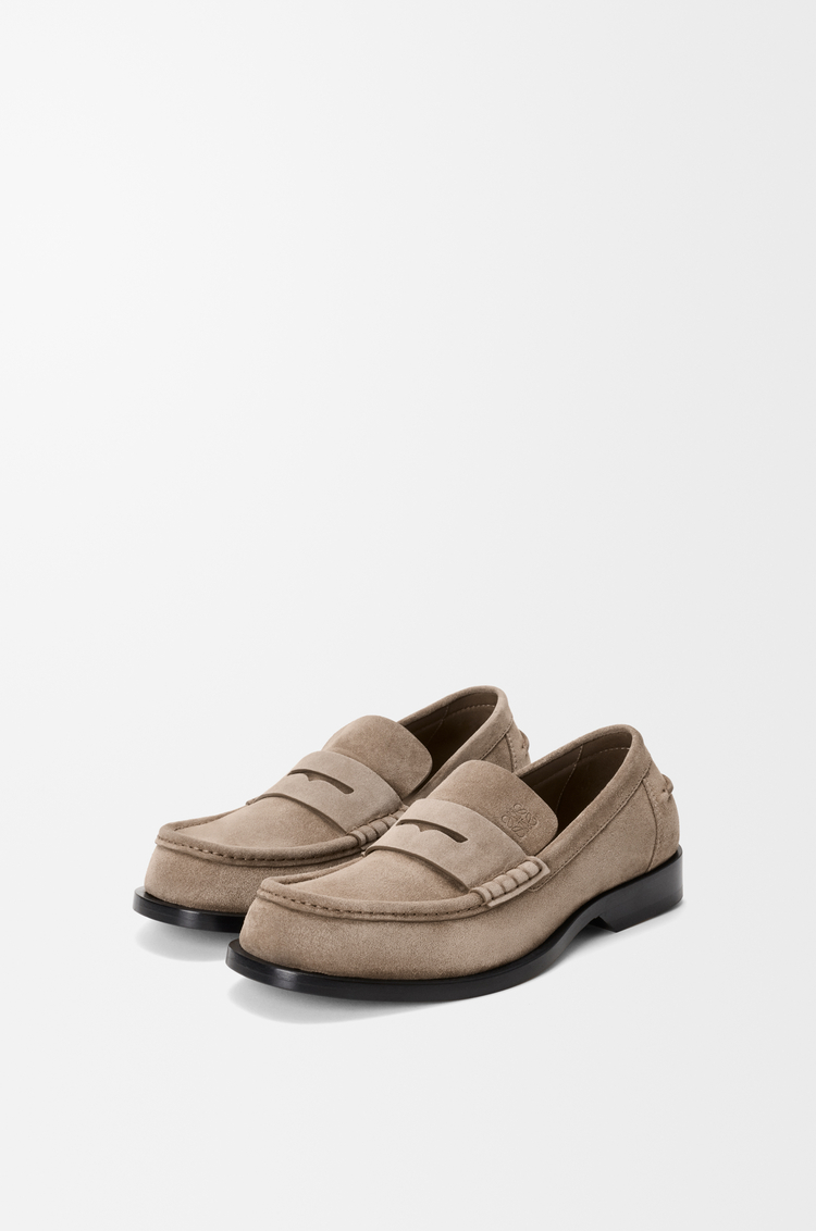 LOEWE Bobine loafer in suede calfskin Hazelnut