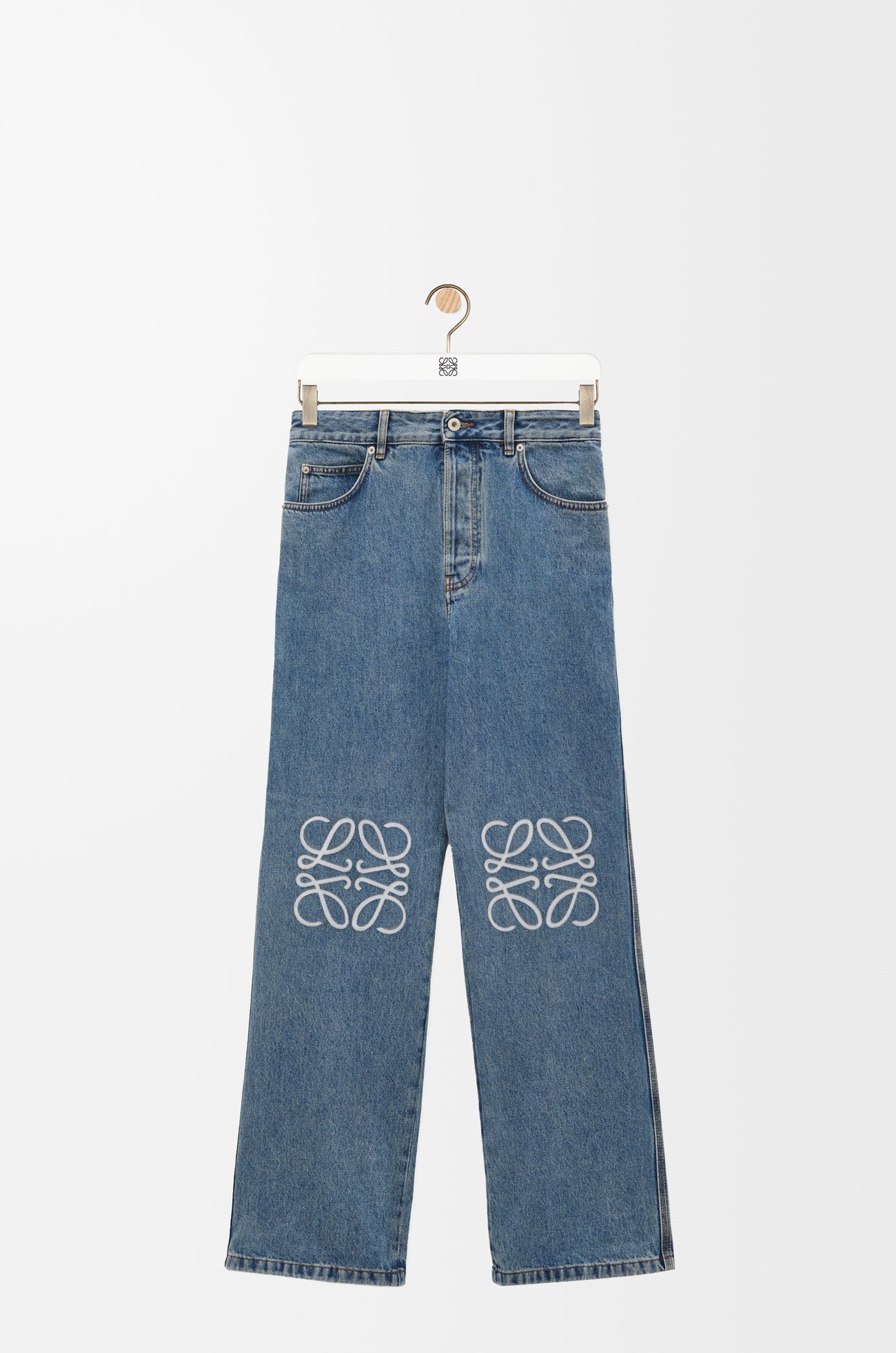 LOEWE 丹宁布 Anagram 宽松牛仔裤 中牛仔蓝