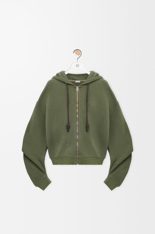 LOEWE Flamenco hoodie in cotton and cashmere Khaki Green