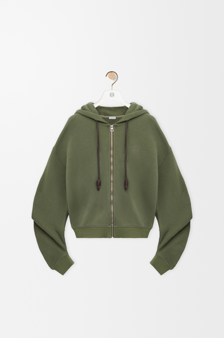 LOEWE Flamenco hoodie in cotton and cashmere Khaki Green