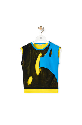 LOEWE Cut-out top in viscose Black/Blue/Yellow plp_rd