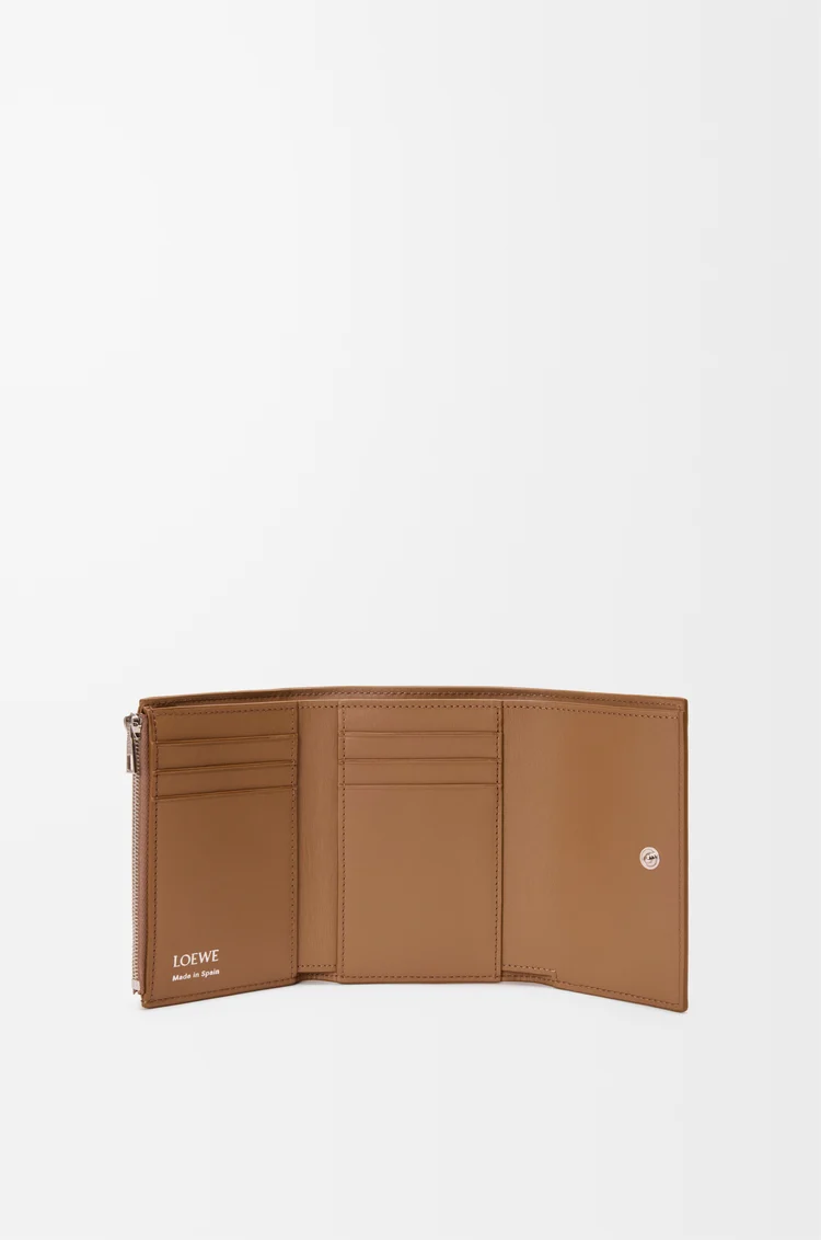 LOEWE Small vertical wallet in smooth and grained calfskin Mocha