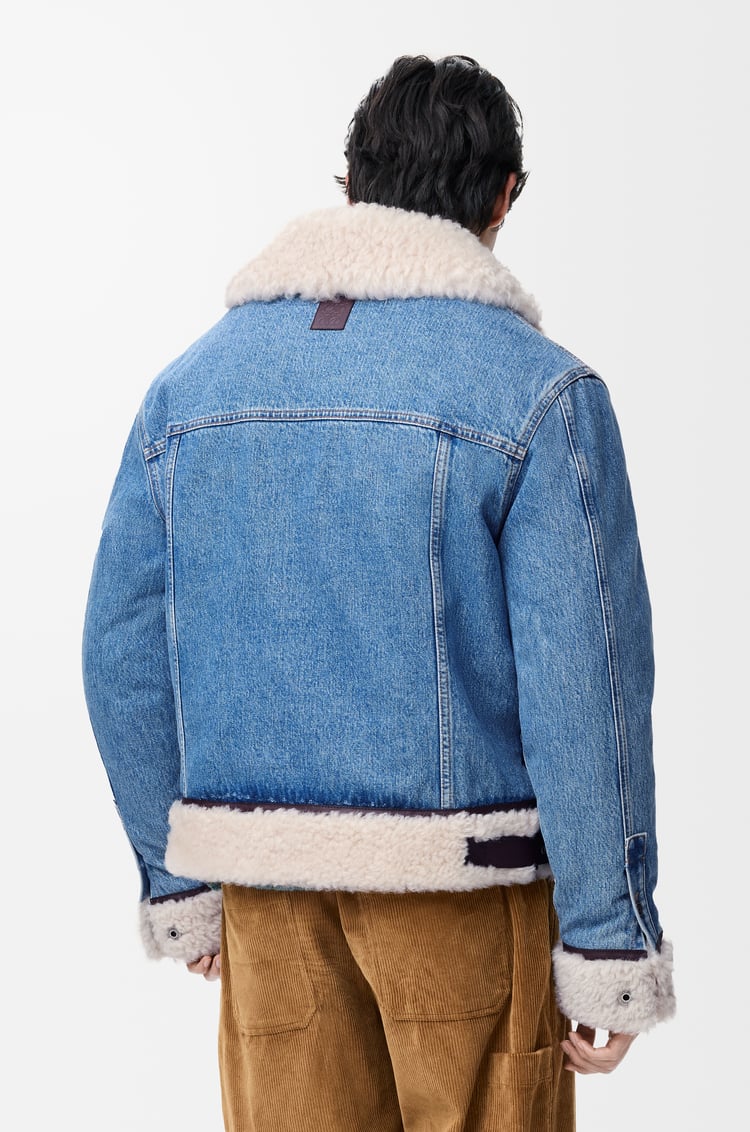 LOEWE Trucker jacket in denim and shearling Denim Blue