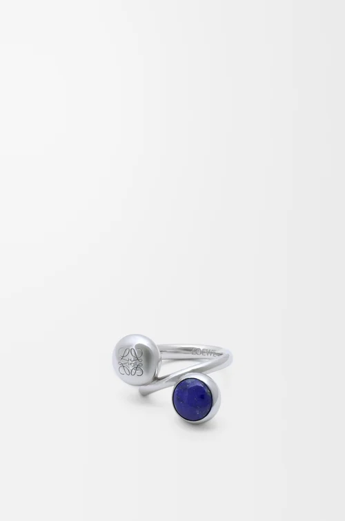 LOEWE Bague Pebble Anagram en argent sterling et lapis-lazuli Argent/Bleu