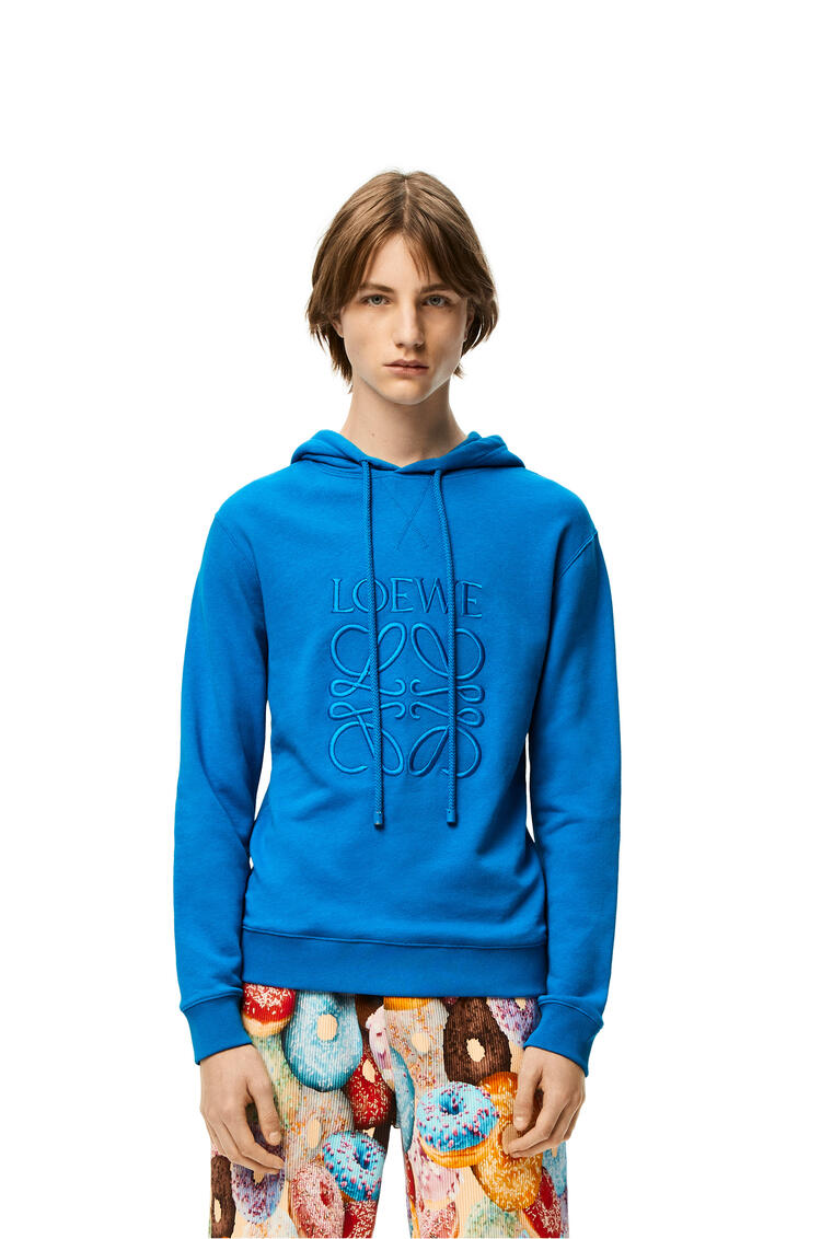 LOEWE Anagram tonal hoodie in cotton Dark Turquoise
