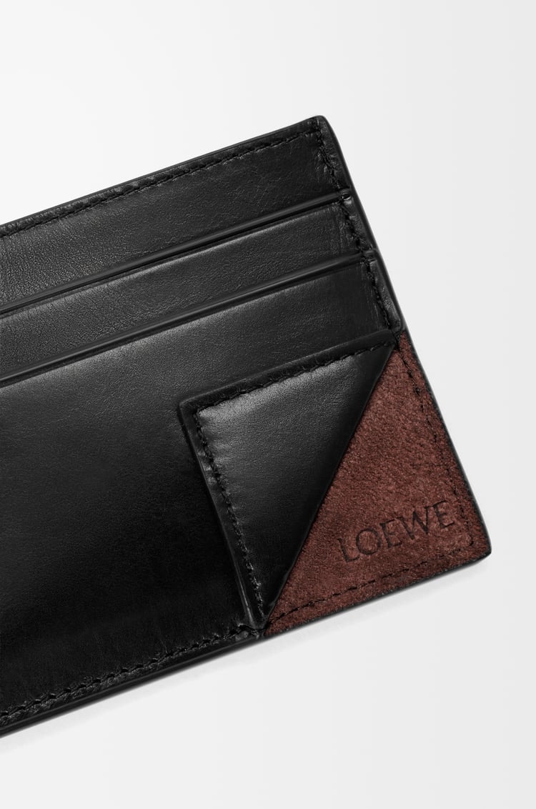 LOEWE 柔軟粒面小牛皮和麂皮 Switch 素色卡夾 黑色/濃縮咖啡色